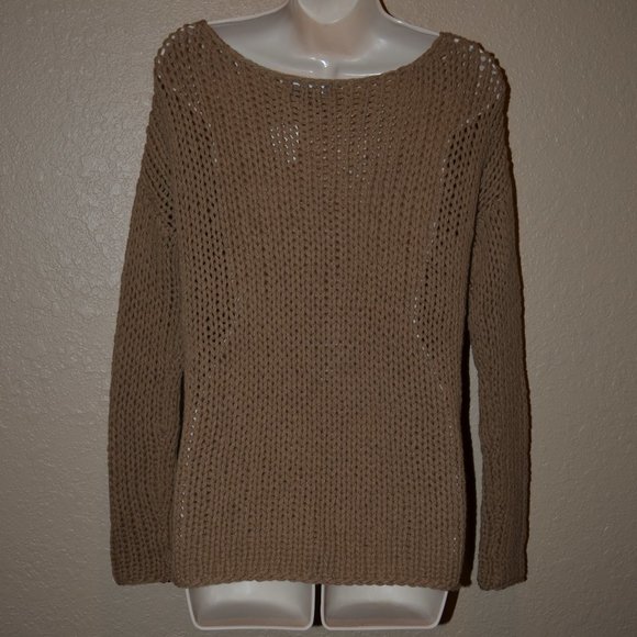 $345 Sz XS Vince Brown Loose Knit Long Sleeve Sweater - Picture 6 of 7